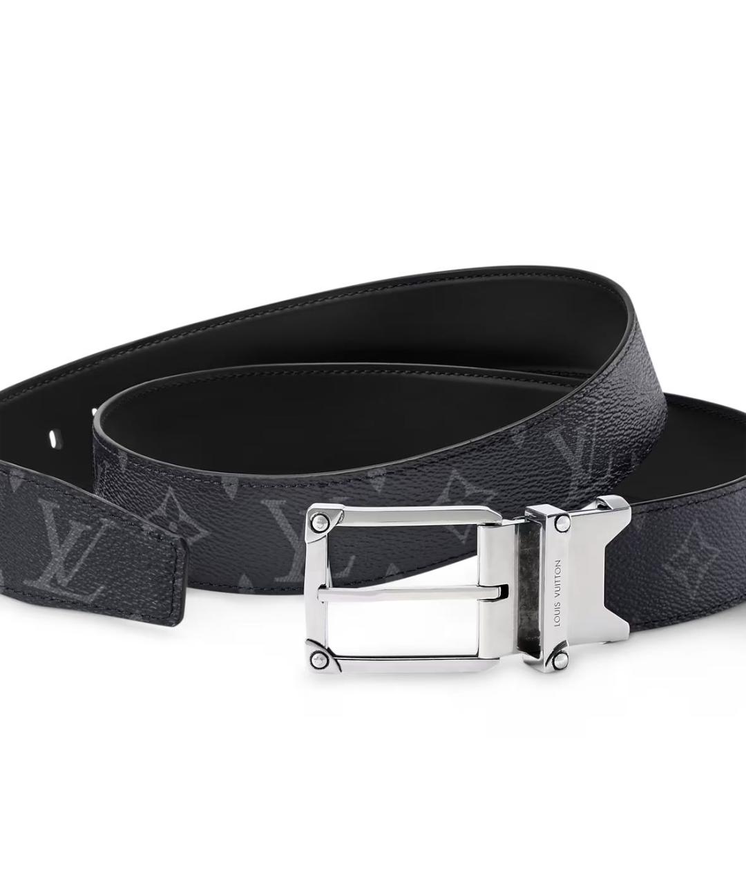 LOUIS VUITTON Черный кожаный ремень, фото 2