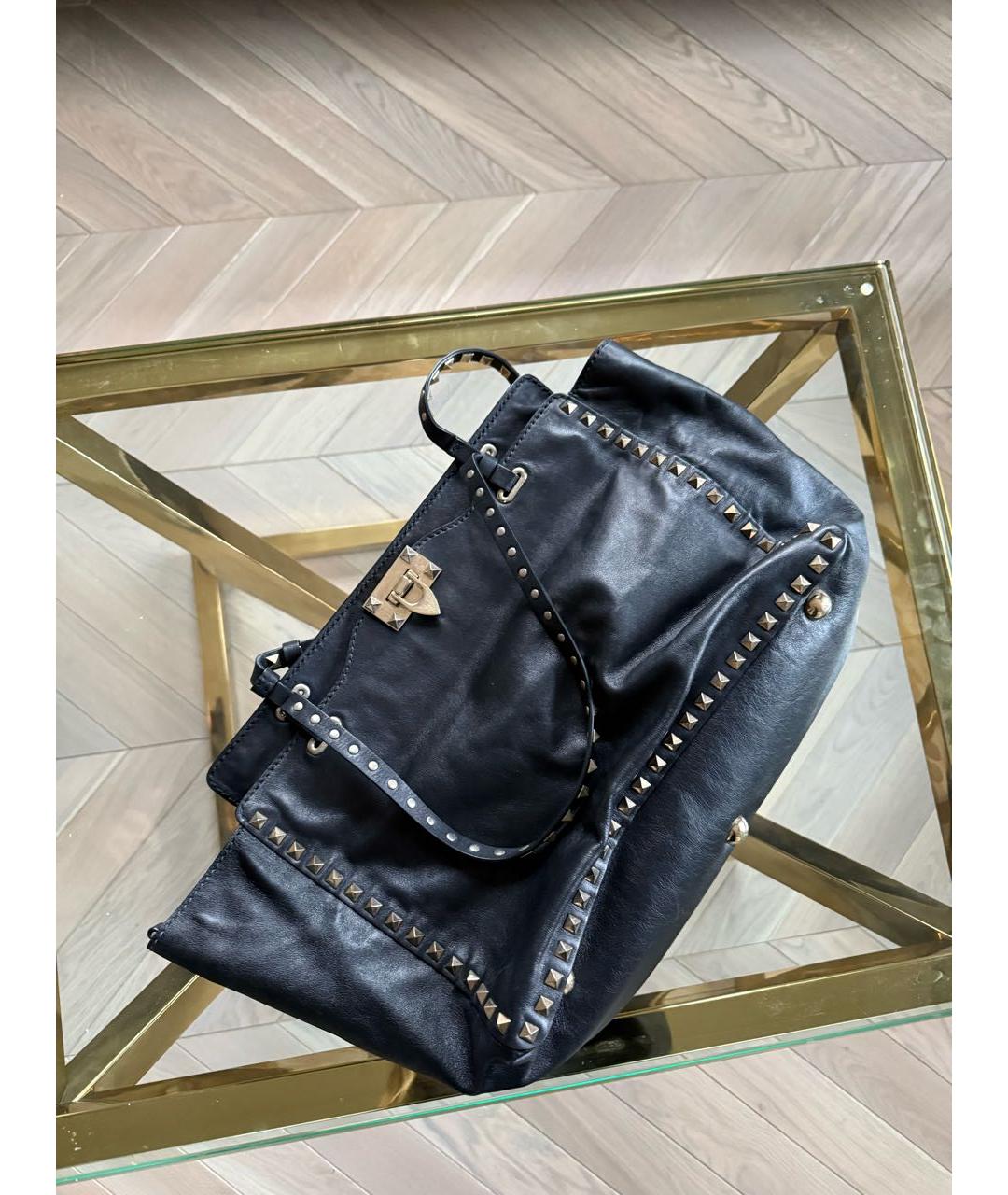 VALENTINO Черная кожаная сумка тоут, фото 3