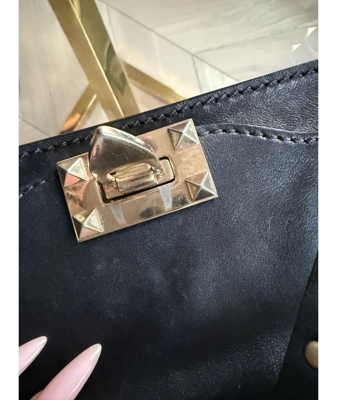 VALENTINO Черная кожаная сумка тоут, фото 5