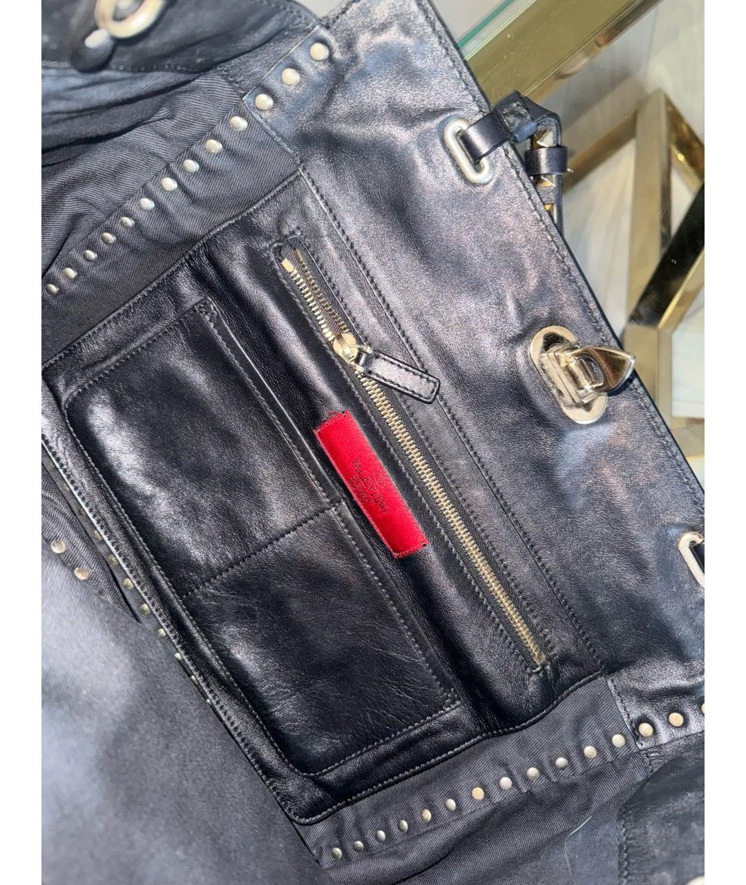 VALENTINO Черная кожаная сумка тоут, фото 6