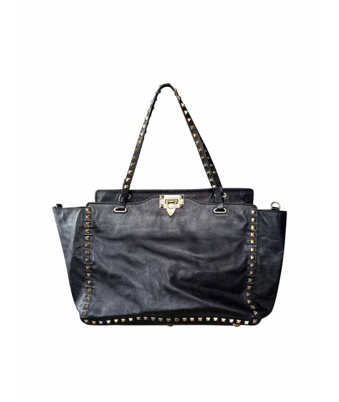 VALENTINO Черная кожаная сумка тоут, фото 1