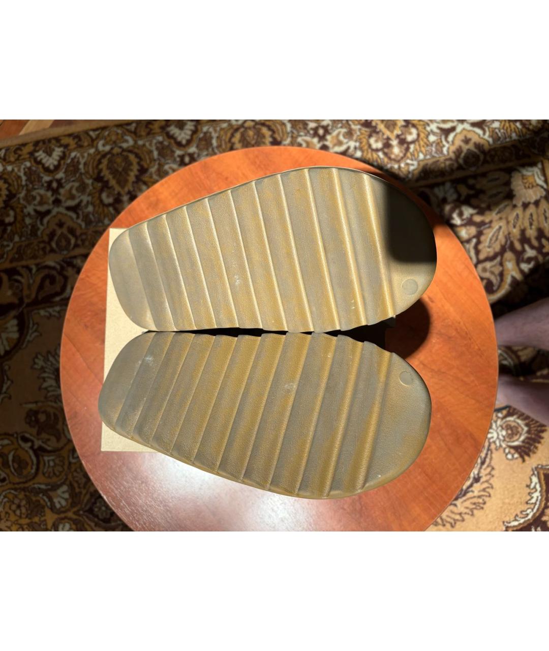 ADIDAS YEEZY Коричневые резиновые шлепанцы, фото 4