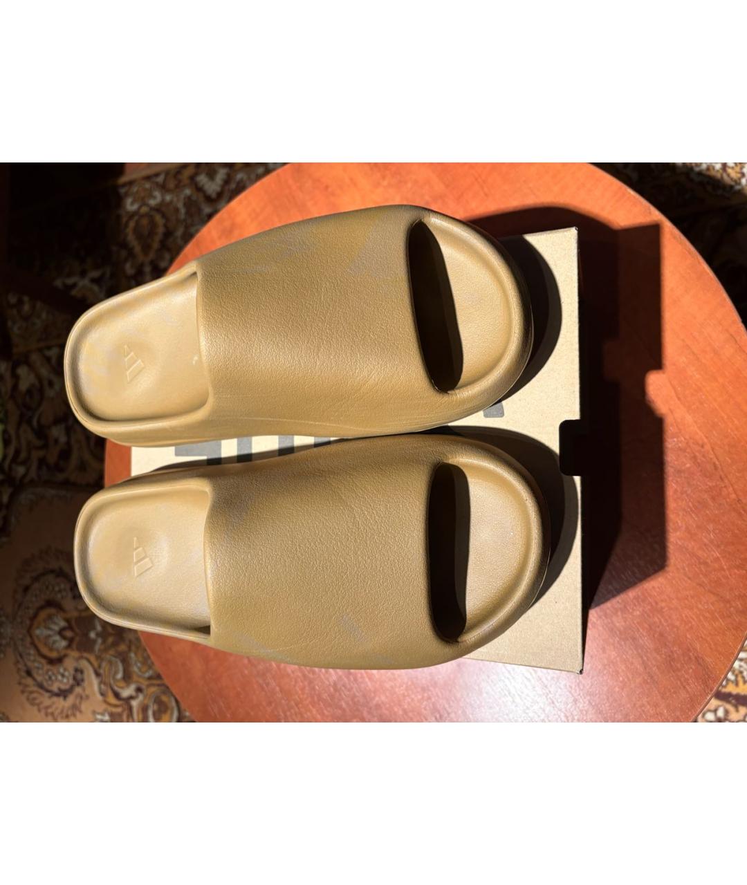 ADIDAS YEEZY Коричневые резиновые шлепанцы, фото 2