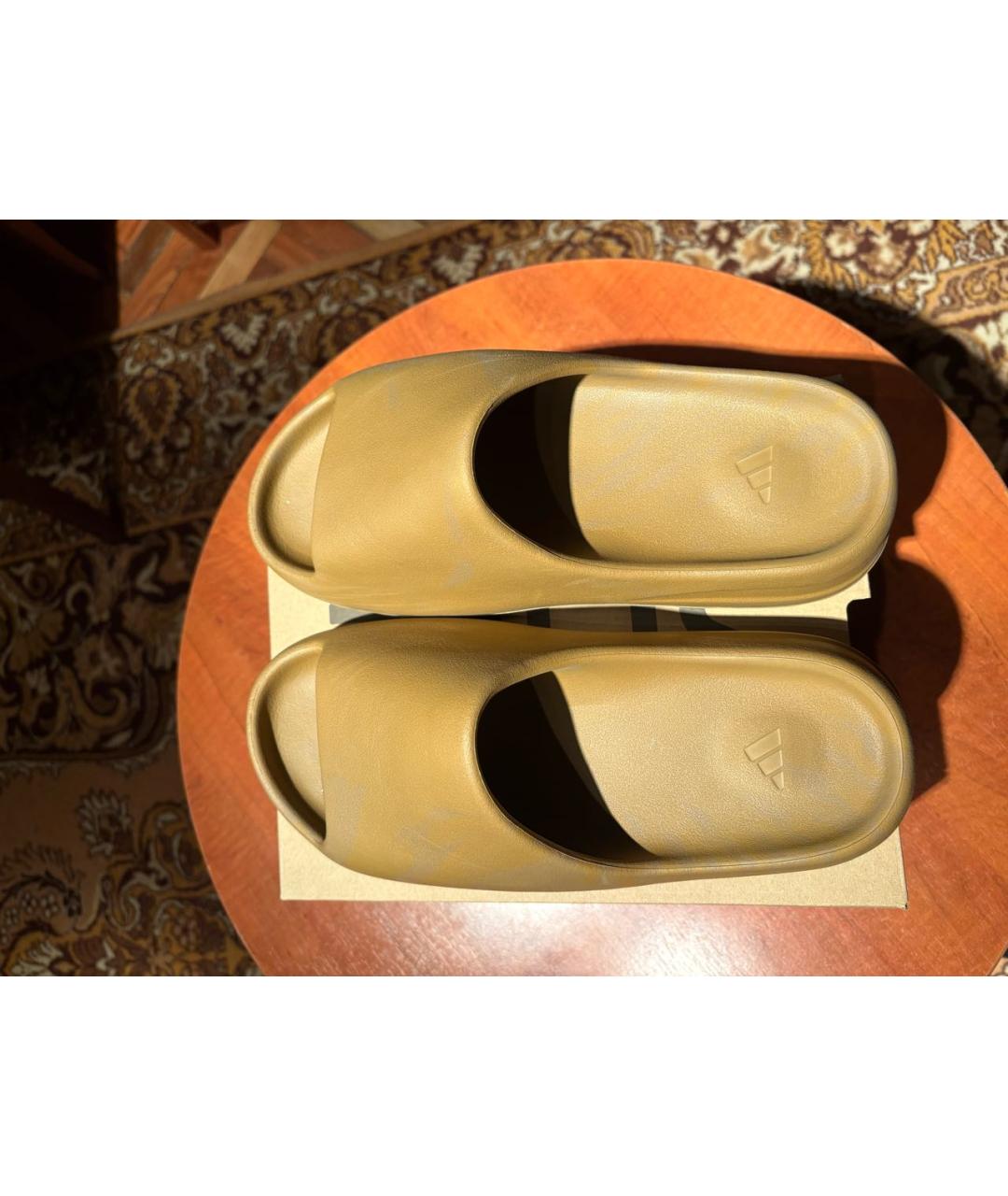 ADIDAS YEEZY Коричневые резиновые шлепанцы, фото 3