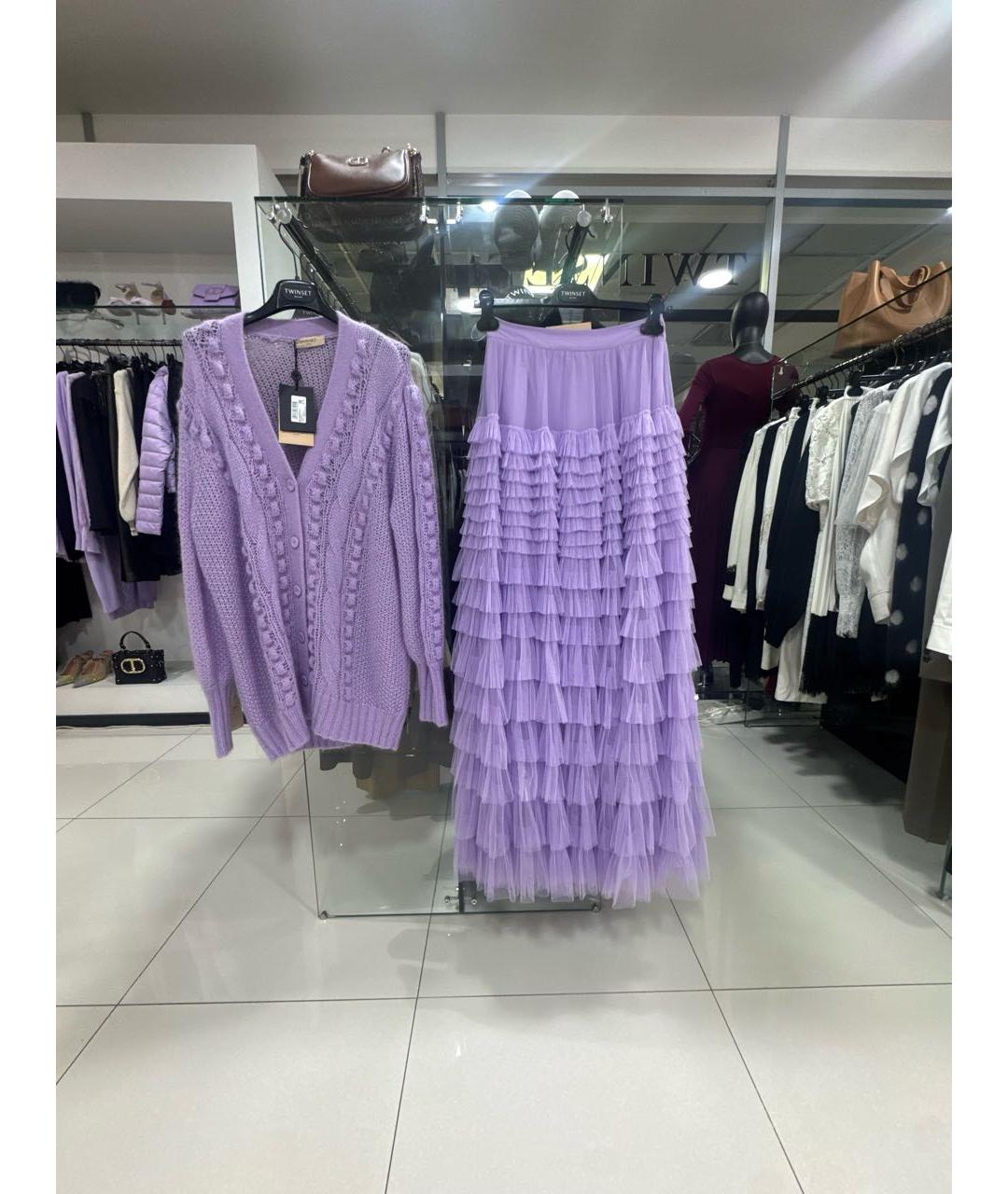 TWIN-SET Фиолетовая полиэстеровая юбка макси, фото 2