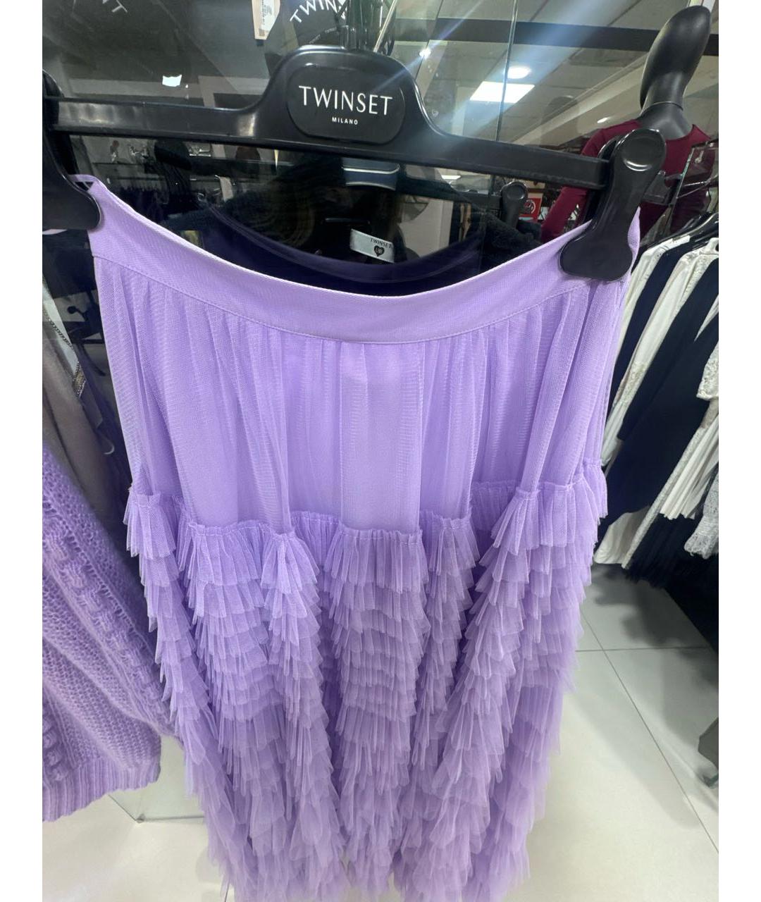 TWIN-SET Фиолетовая полиэстеровая юбка макси, фото 3