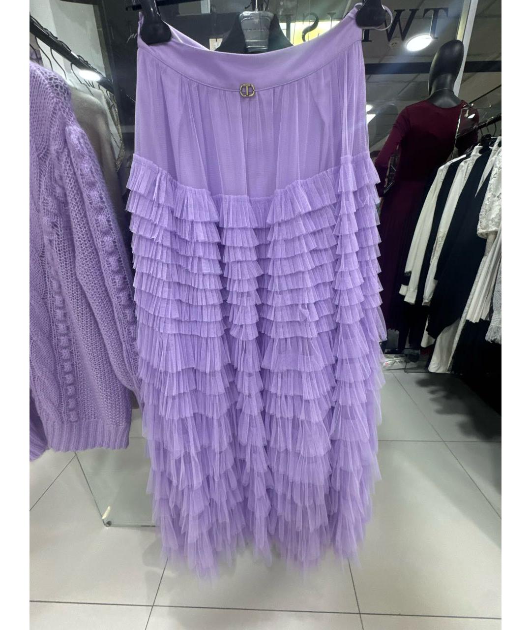 TWIN-SET Фиолетовая полиэстеровая юбка макси, фото 6