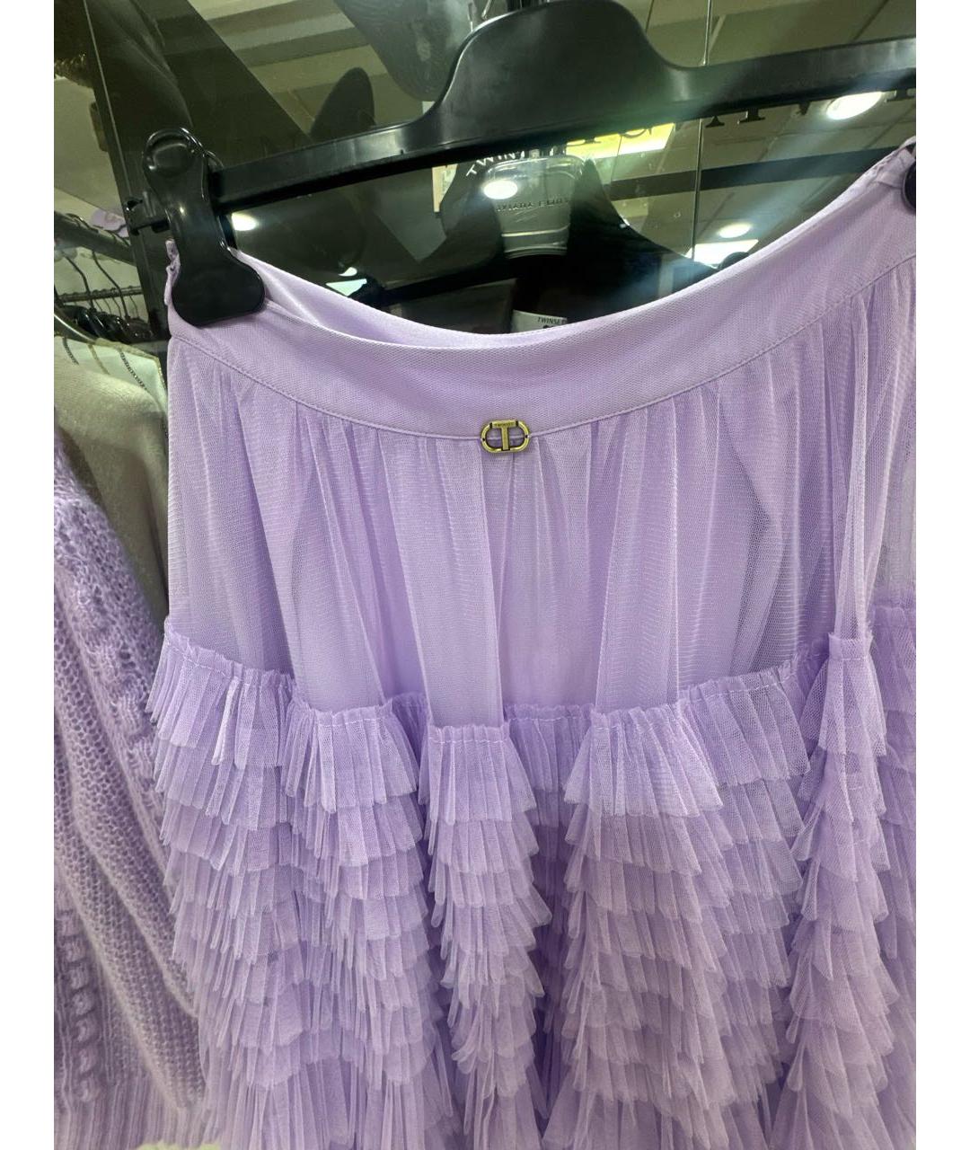 TWIN-SET Фиолетовая полиэстеровая юбка макси, фото 7