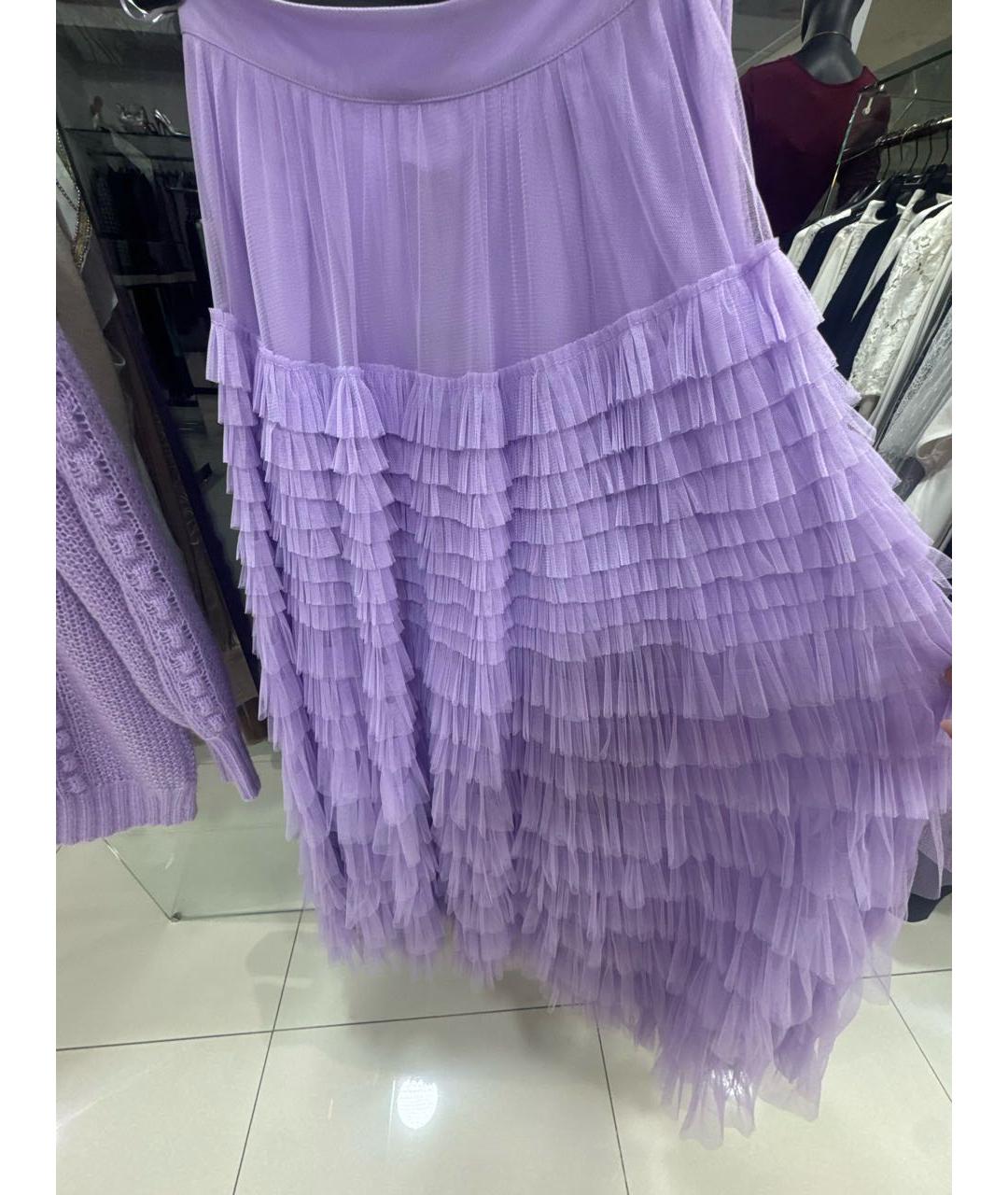 TWIN-SET Фиолетовая полиэстеровая юбка макси, фото 4