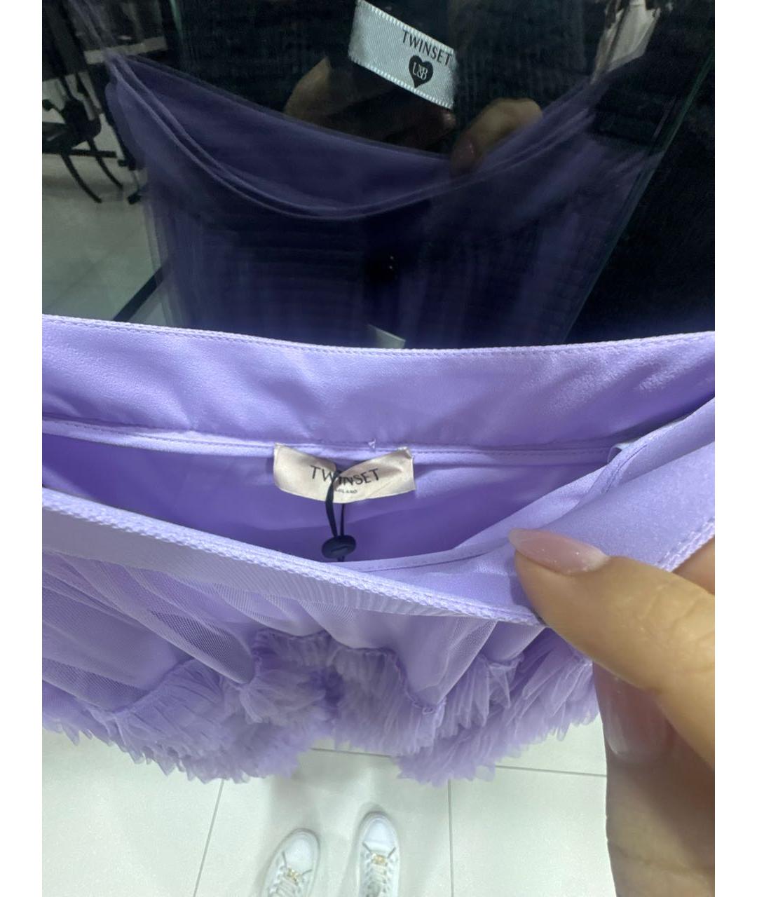 TWIN-SET Фиолетовая полиэстеровая юбка макси, фото 8