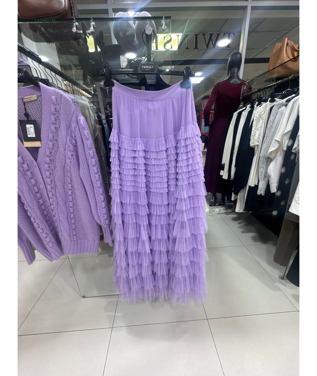 TWIN-SET Фиолетовая полиэстеровая юбка макси, фото 5