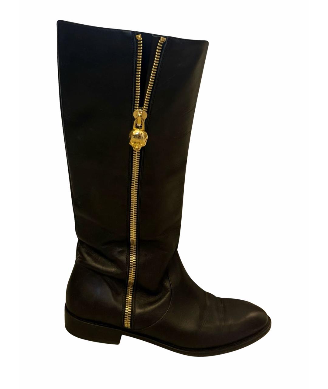 JOHN RICHMOND Черные кожаные сапоги, фото 1