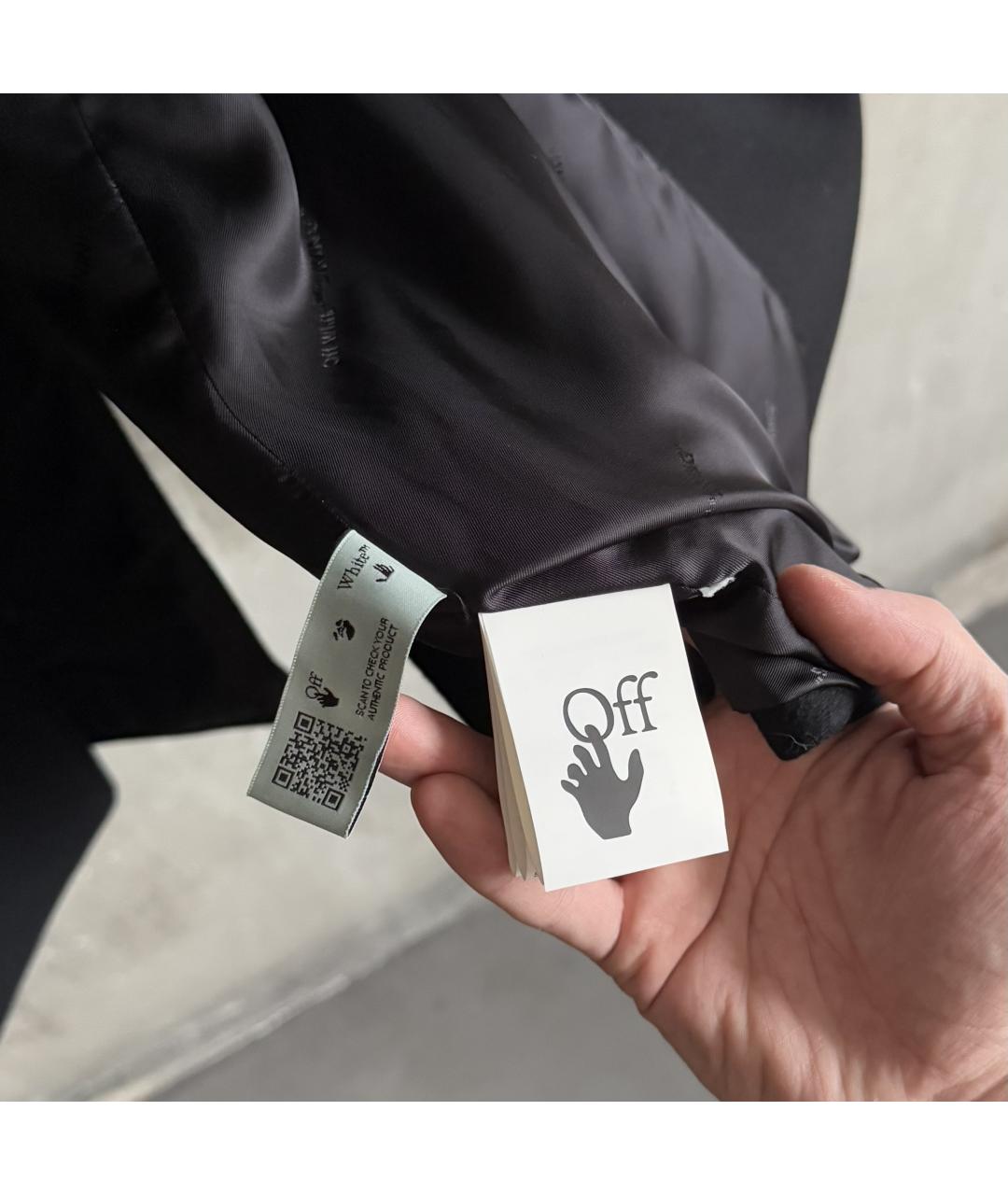OFF-WHITE Черное шерстяное пальто, фото 9