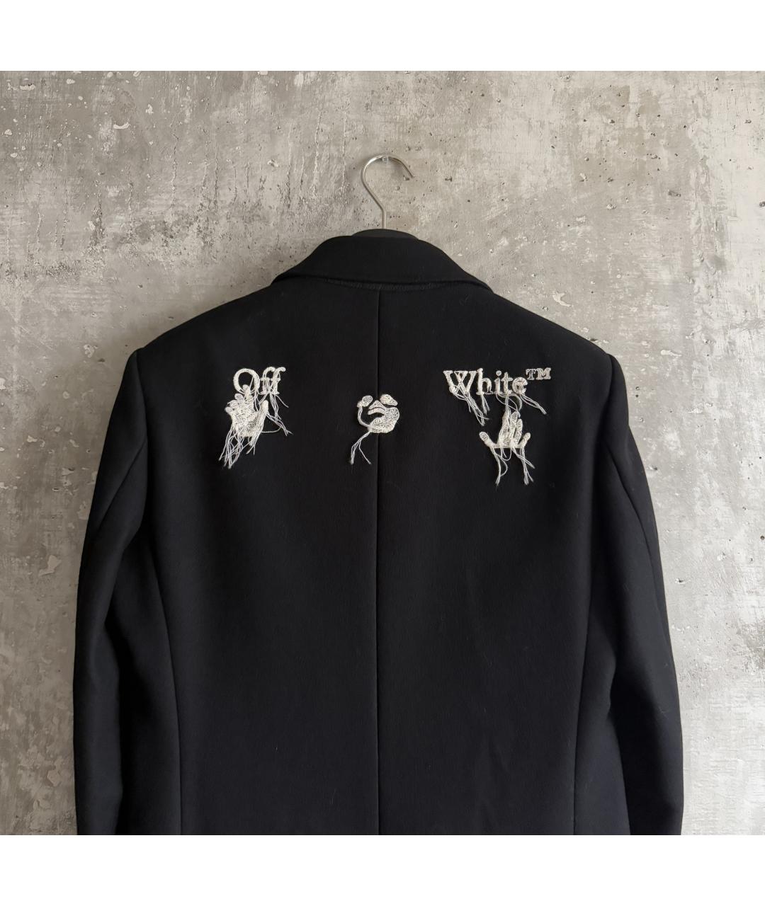 OFF-WHITE Черное шерстяное пальто, фото 3