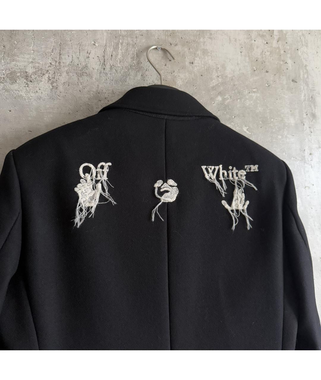 OFF-WHITE Черное шерстяное пальто, фото 4