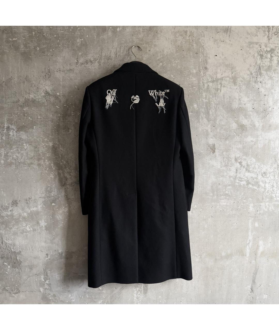 OFF-WHITE Черное шерстяное пальто, фото 2