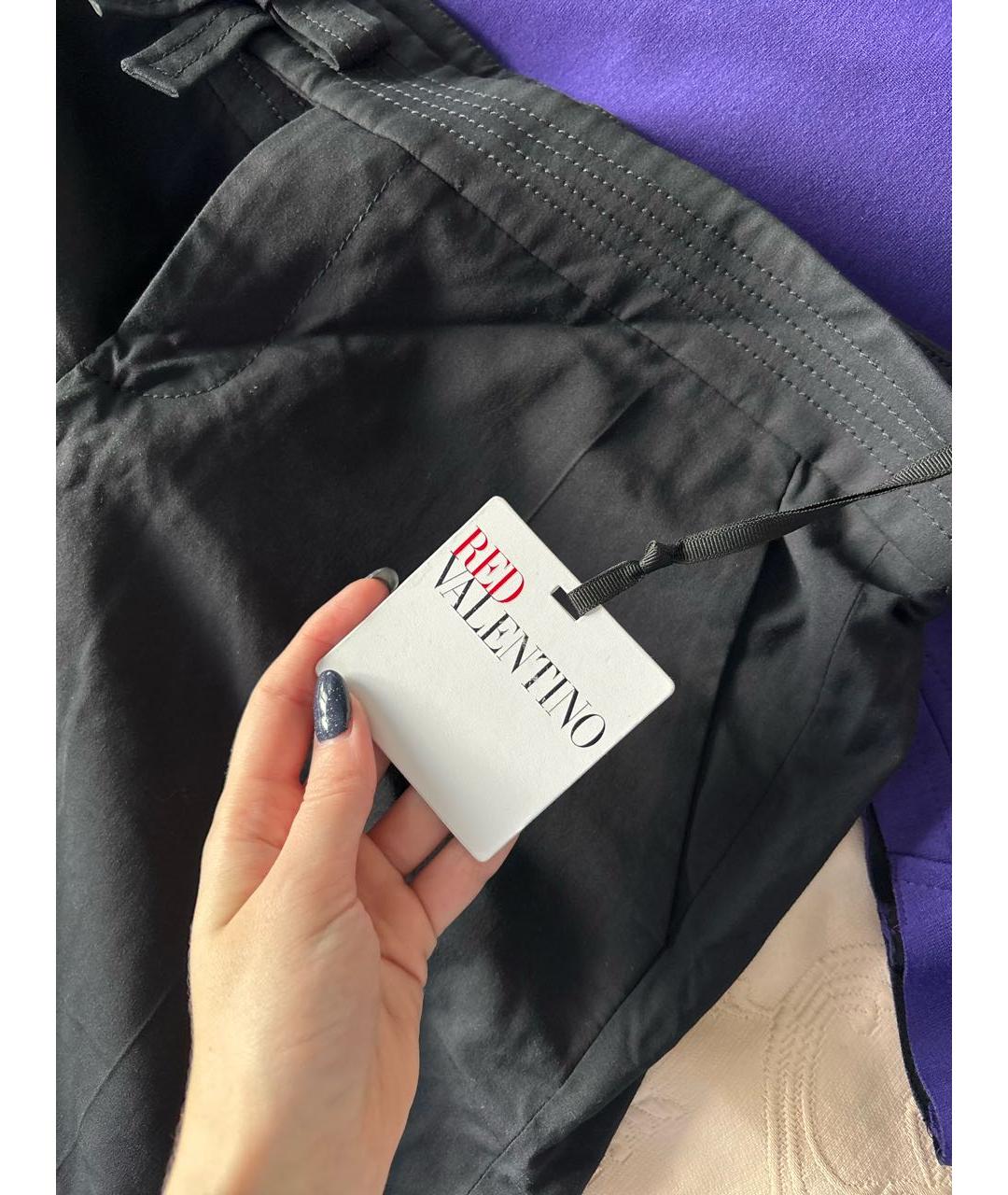 RED VALENTINO Черные вискозные прямые брюки, фото 5