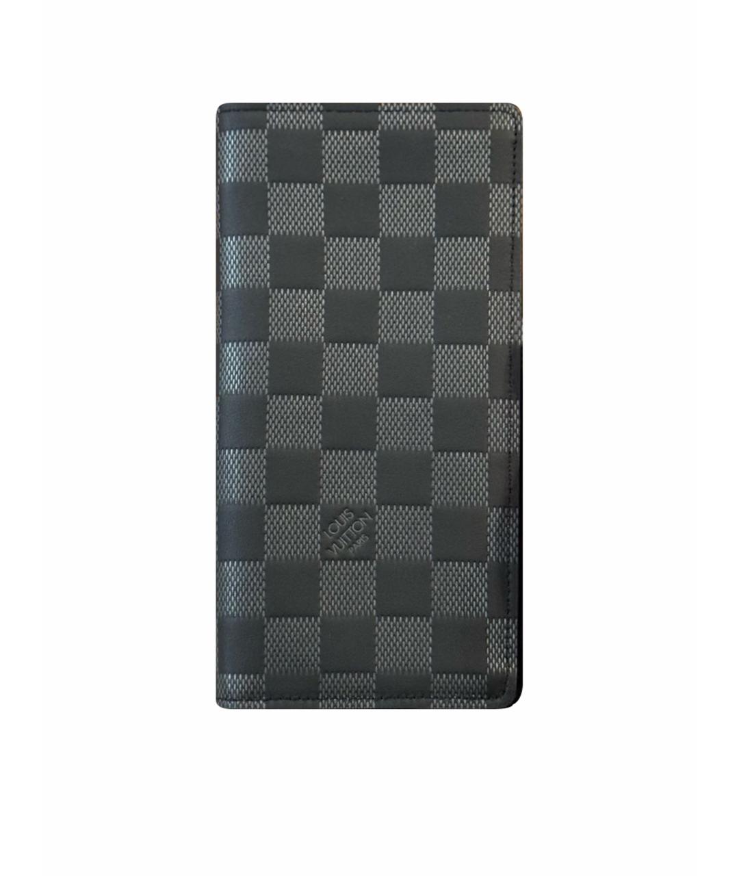 LOUIS VUITTON Антрацитовый кожаный кошелек, фото 1