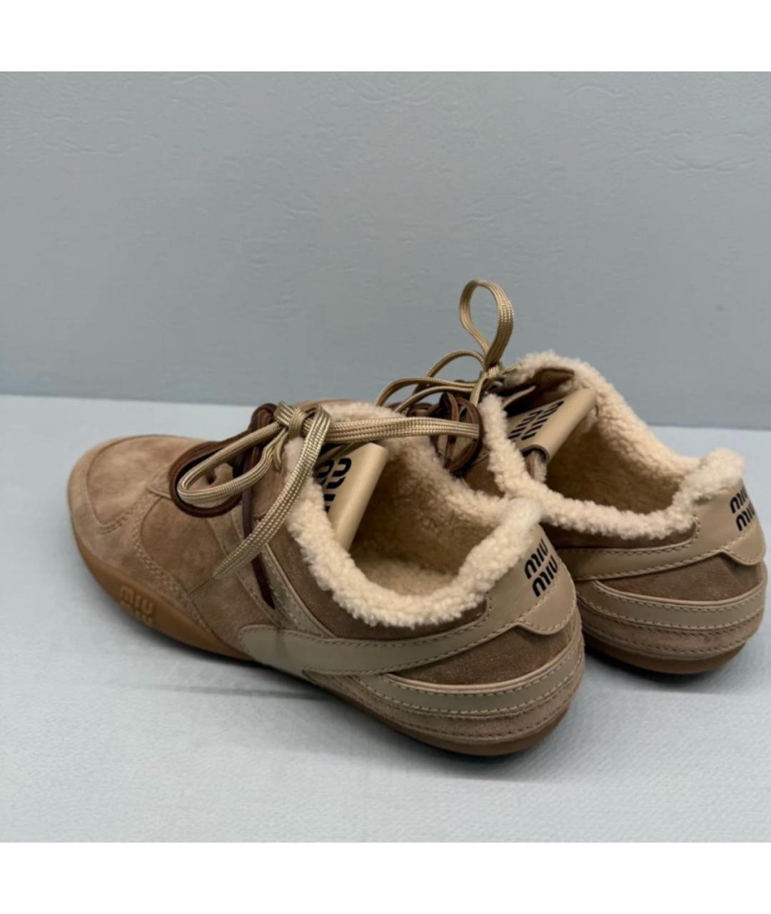 MIU MIU Коричневые замшевые кроссовки, фото 8