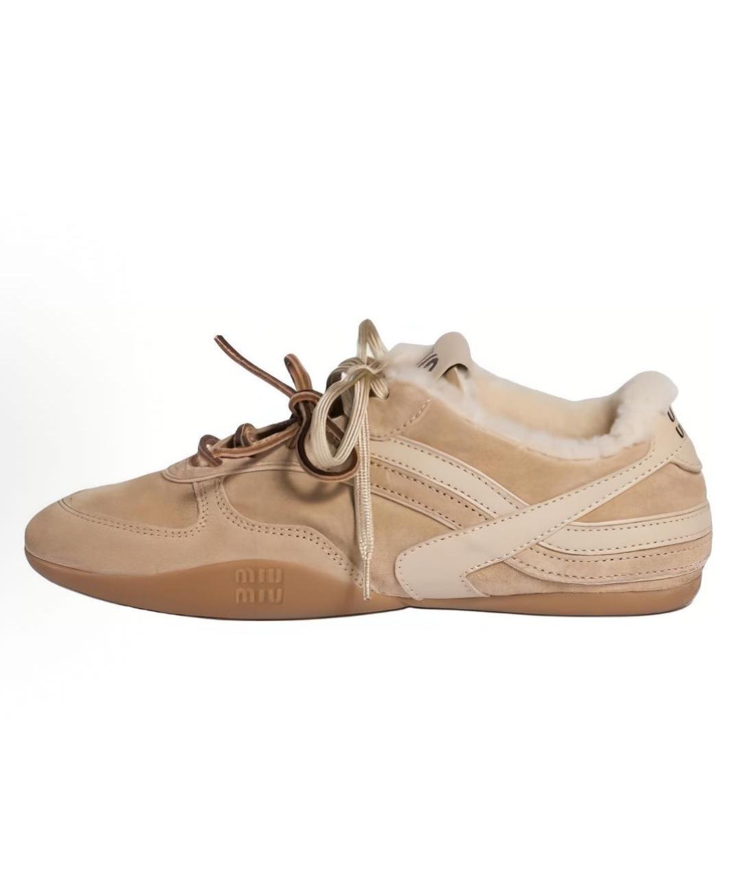 MIU MIU Коричневые замшевые кроссовки, фото 2