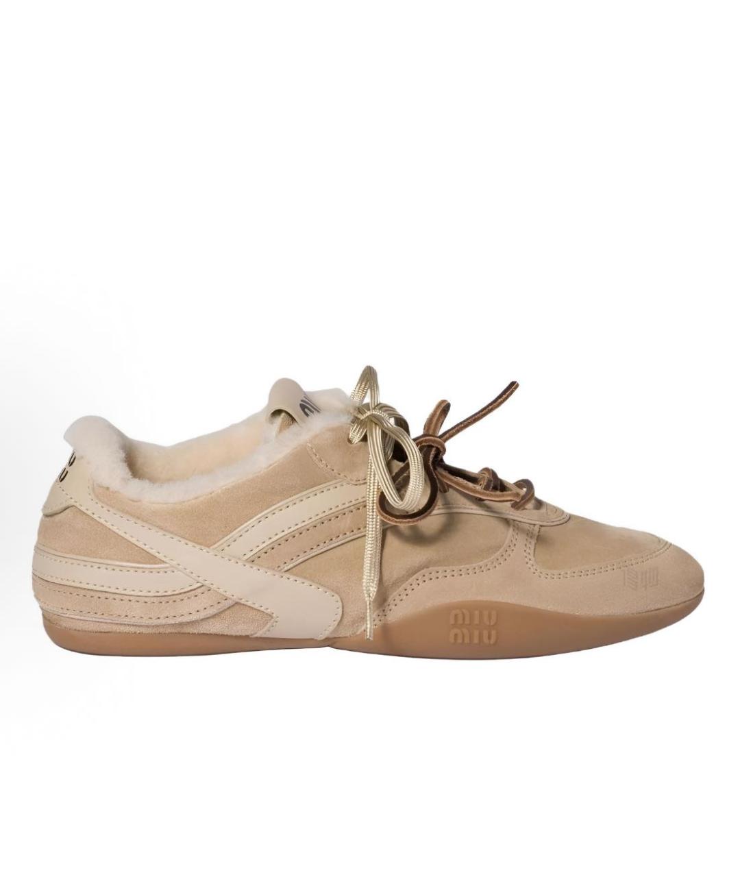 MIU MIU Коричневые замшевые кроссовки, фото 9