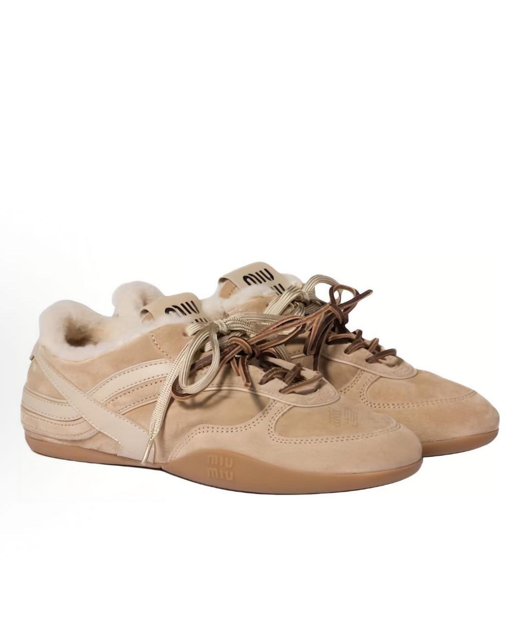 MIU MIU Коричневые замшевые кроссовки, фото 4