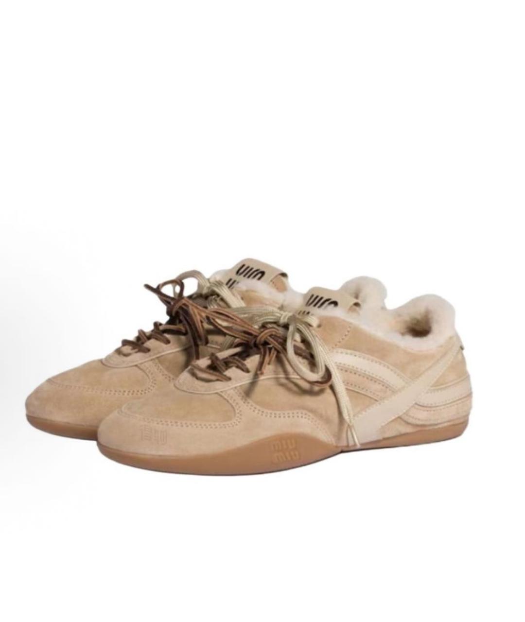 MIU MIU Коричневые замшевые кроссовки, фото 3