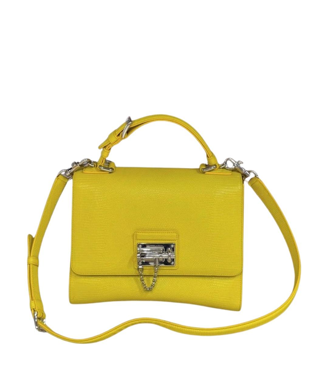 DOLCE&GABBANA Желтая кожаная сумка через плечо, фото 1