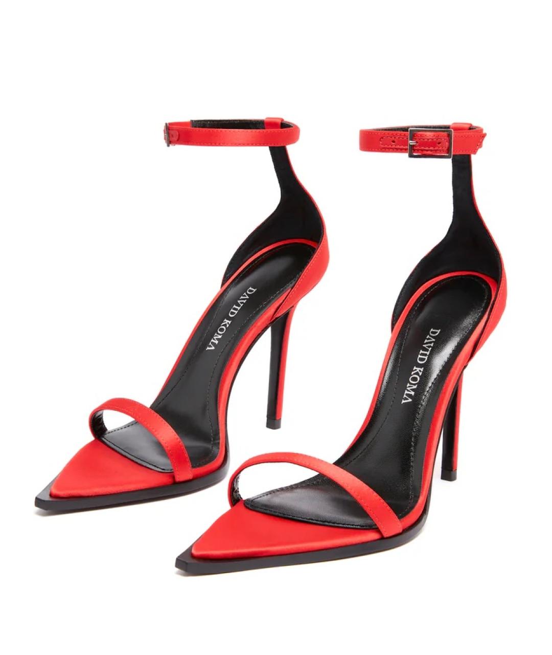 DAVID KOMA Красные текстильные босоножки, фото 2