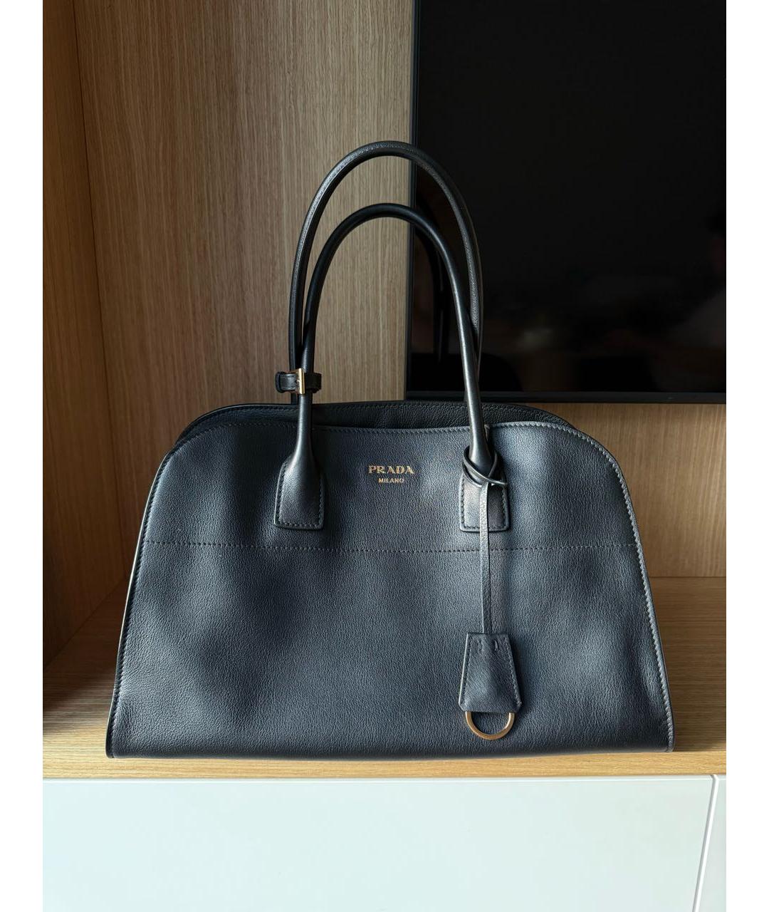 PRADA Черная кожаная сумка тоут, фото 7