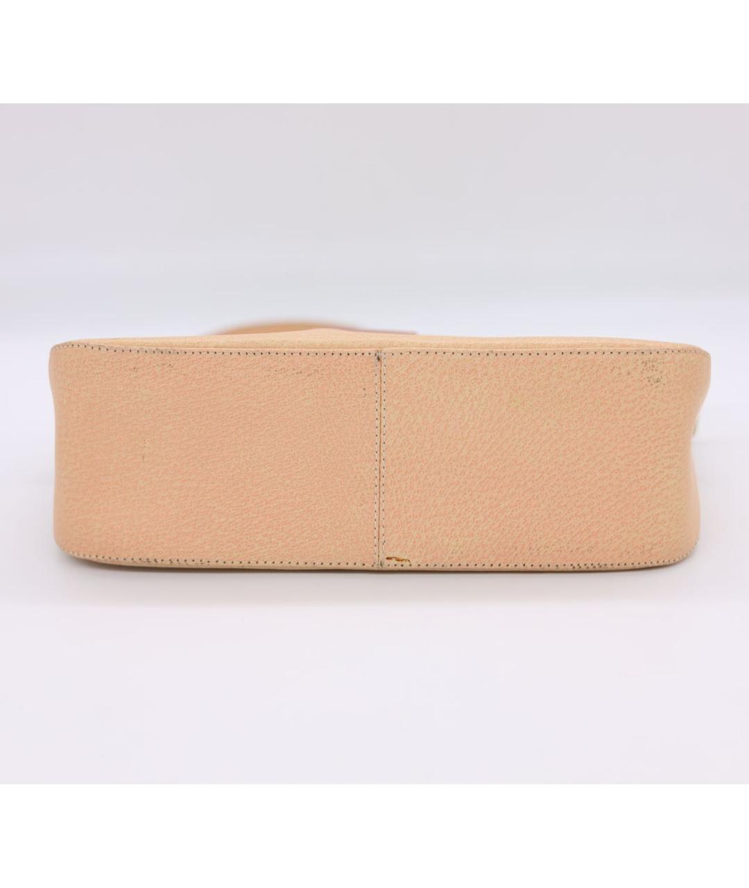 FENDI Бежевая кожаная сумка с короткими ручками, фото 6