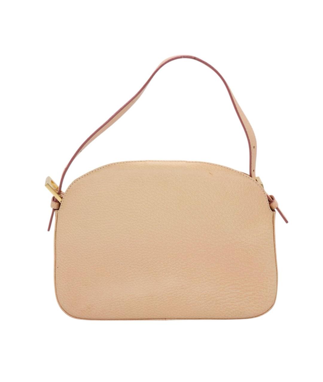 FENDI Бежевая кожаная сумка с короткими ручками, фото 2
