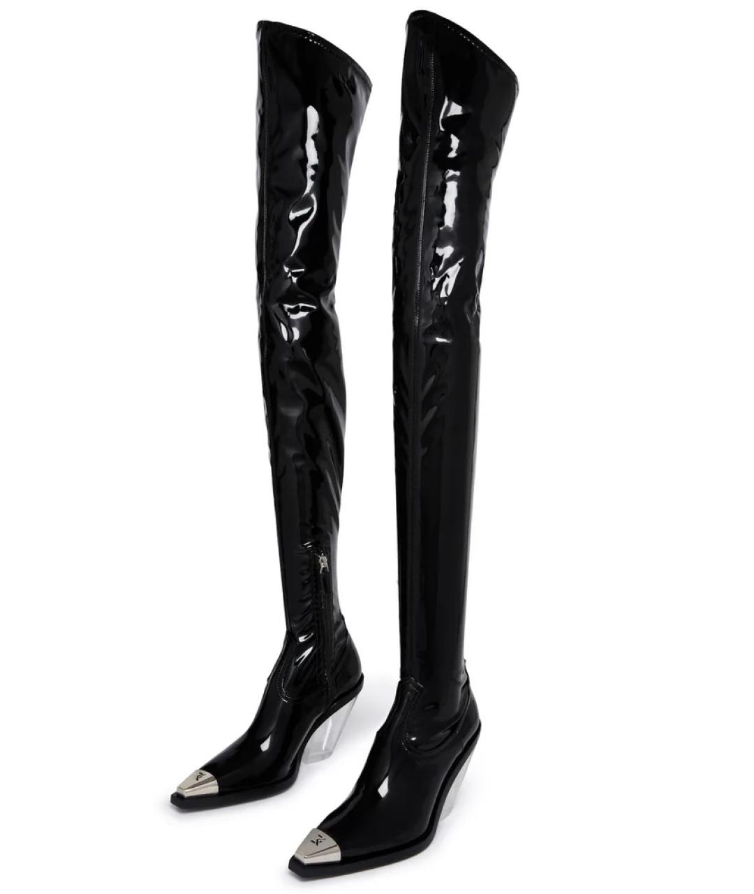 DAVID KOMA Черные ботфорты из лакированной кожи, фото 2