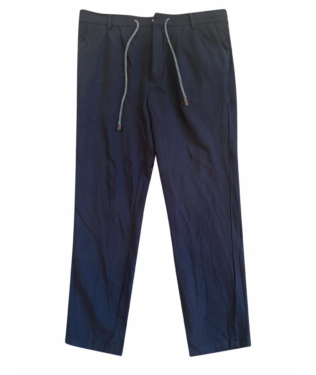 BRUNELLO CUCINELLI Синие шерстяные классические брюки, фото 1