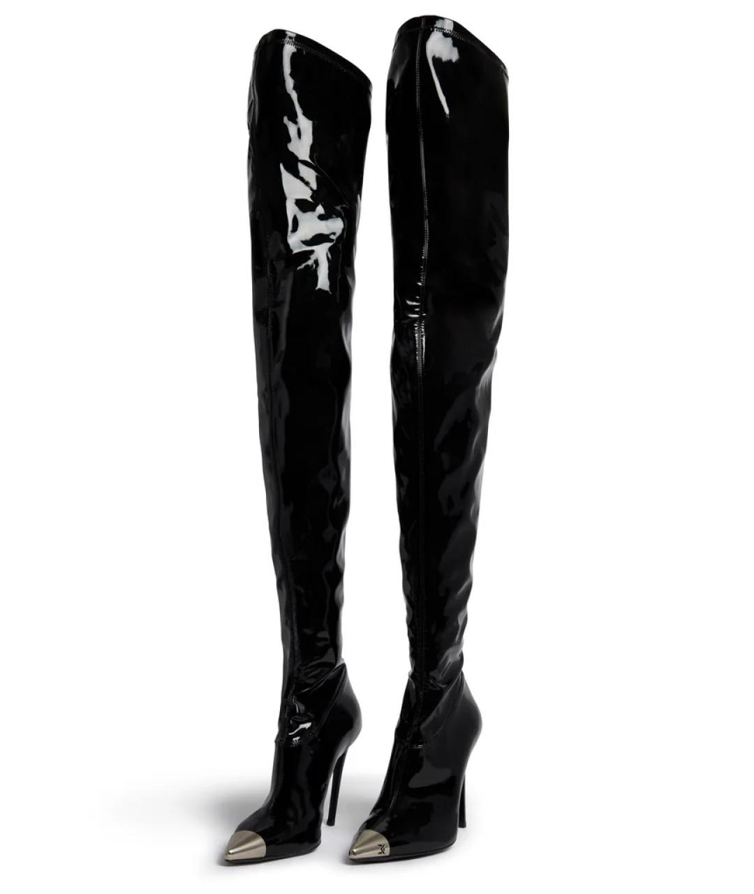 DAVID KOMA Черные ботфорты из лакированной кожи, фото 2