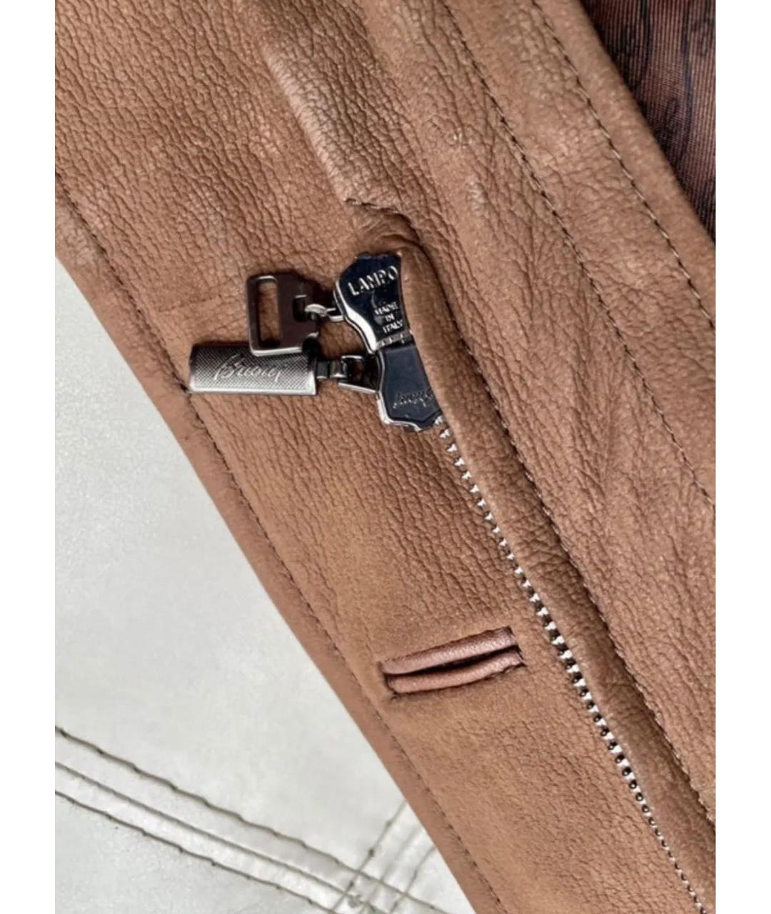 BRIONI Коричневая кожаная дубленка/шуба, фото 5