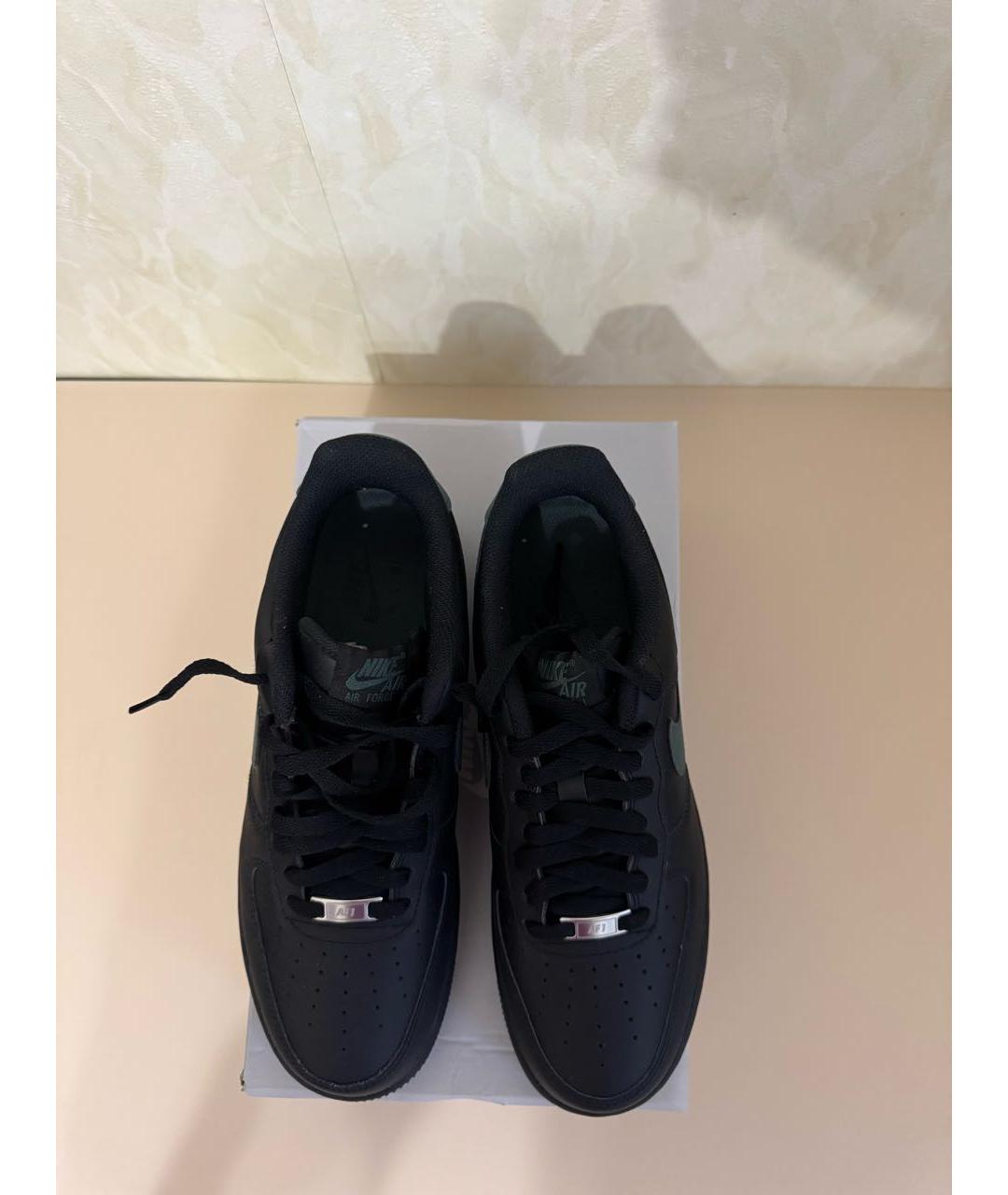 NIKE Черные кожаные низкие кроссовки / кеды, фото 3