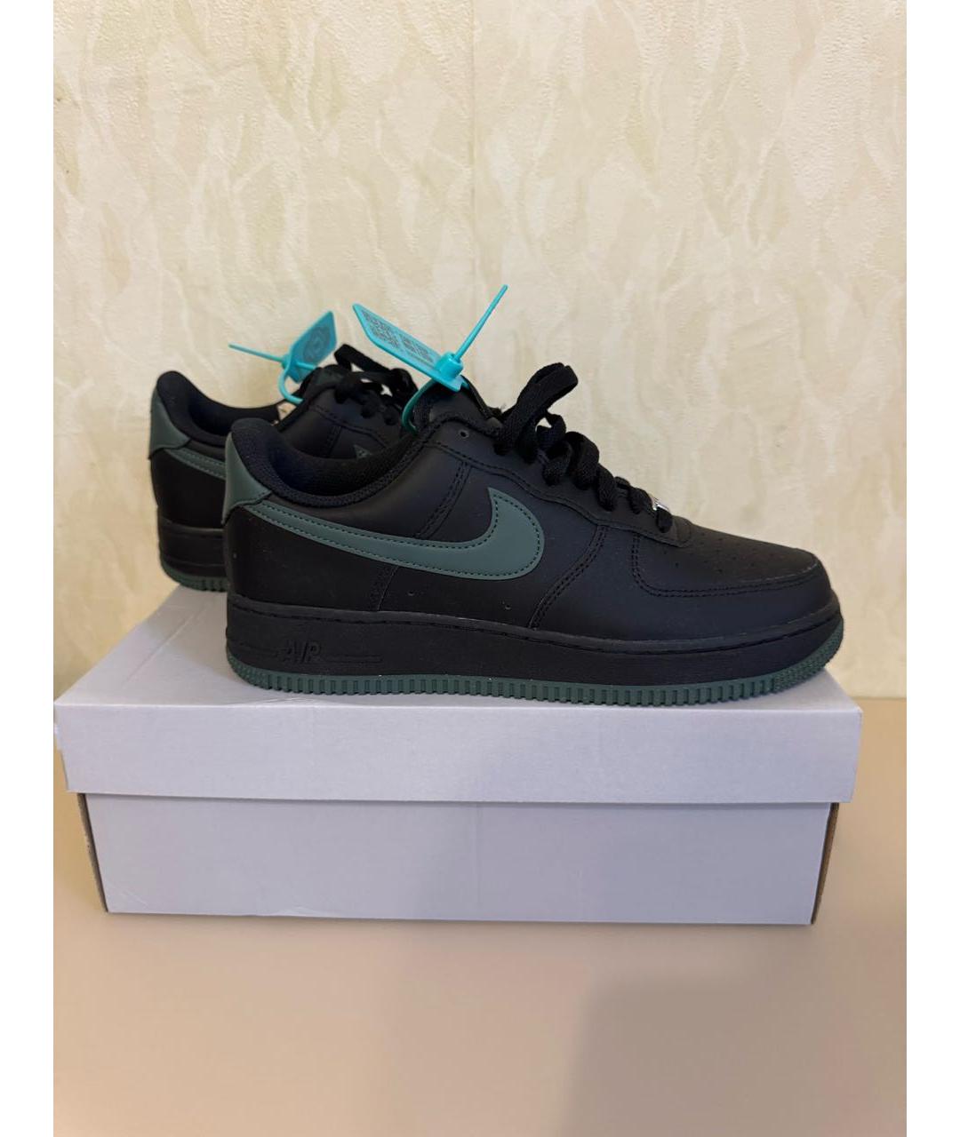 NIKE Черные кожаные низкие кроссовки / кеды, фото 6