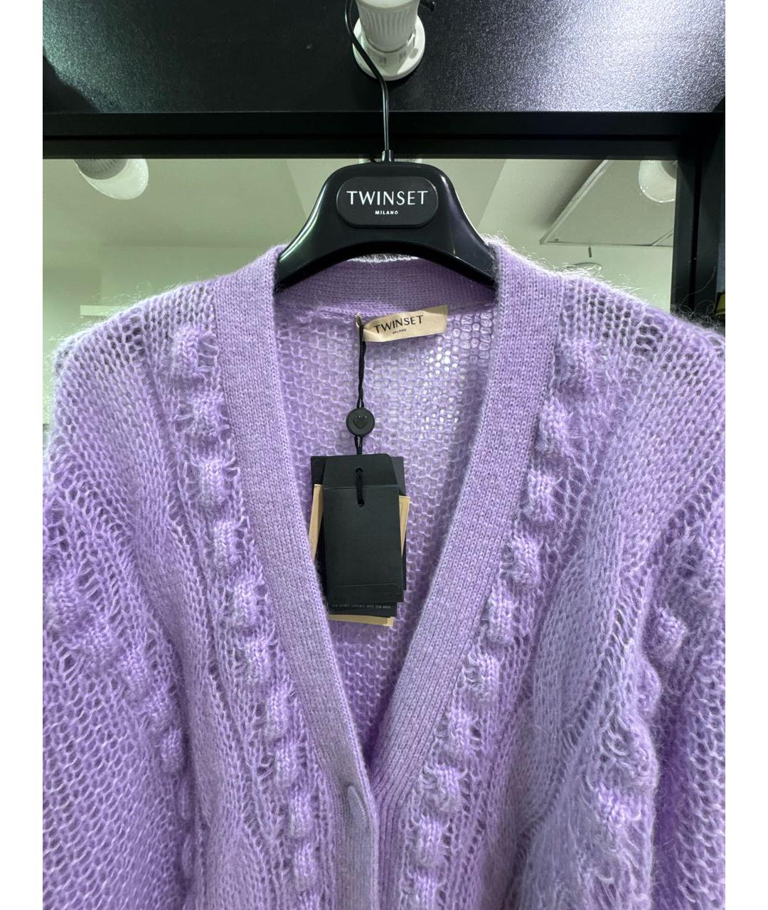 TWIN-SET Фиолетовый полиамидовый кардиган, фото 4