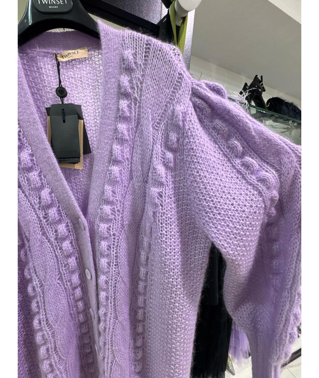 TWIN-SET Фиолетовый полиамидовый кардиган, фото 8