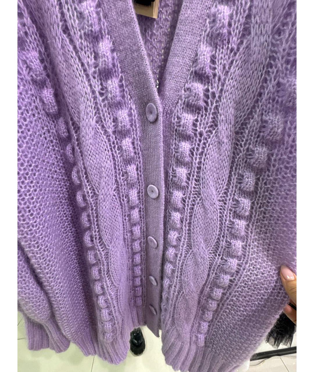TWIN-SET Фиолетовый полиамидовый кардиган, фото 6