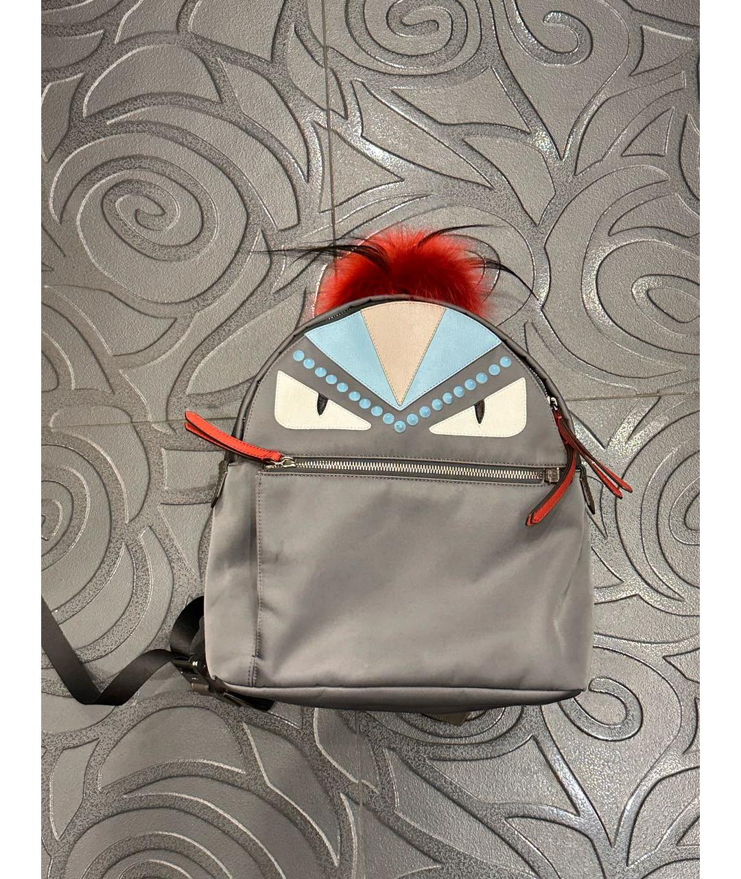 FENDI Серый кожаный рюкзак, фото 8