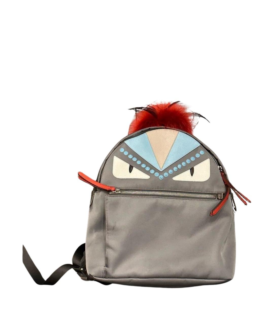 FENDI Серый кожаный рюкзак, фото 1