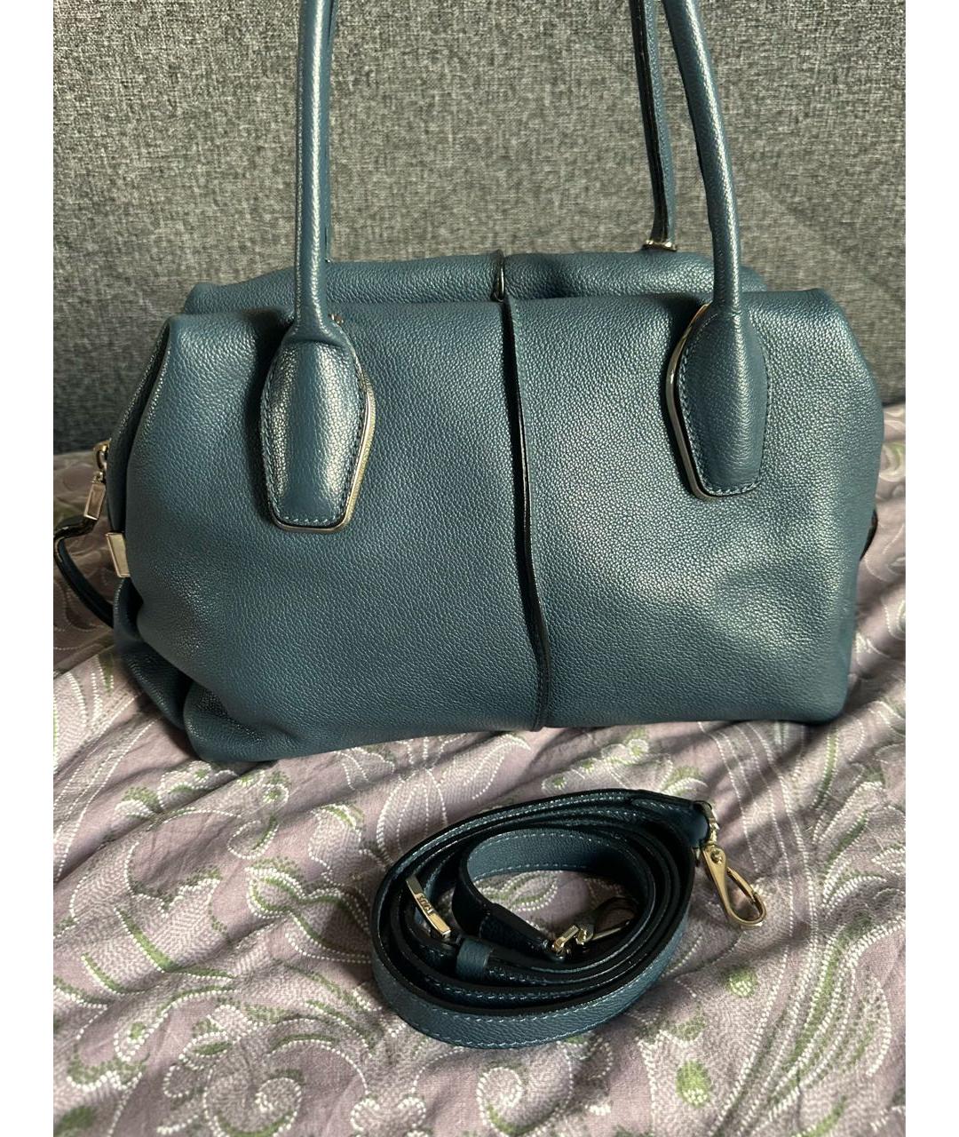 TOD'S Синяя кожаная сумка с короткими ручками, фото 6