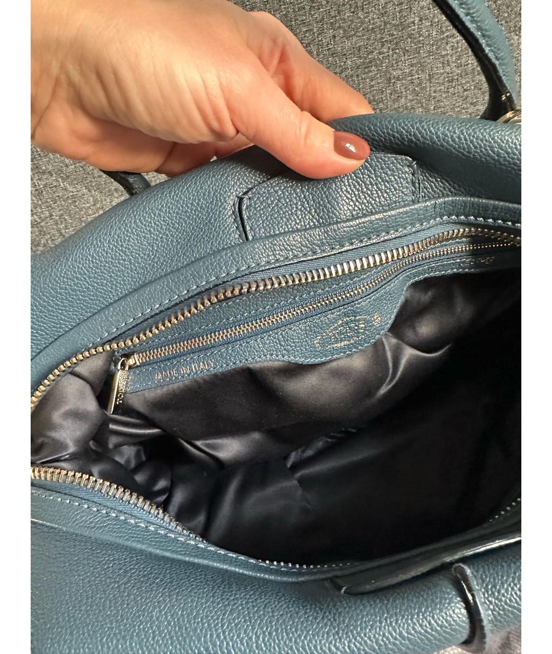 TOD'S Синяя кожаная сумка с короткими ручками, фото 4