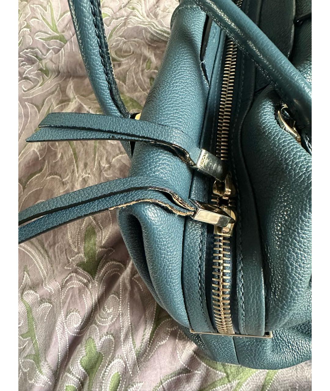 TOD'S Синяя кожаная сумка с короткими ручками, фото 8