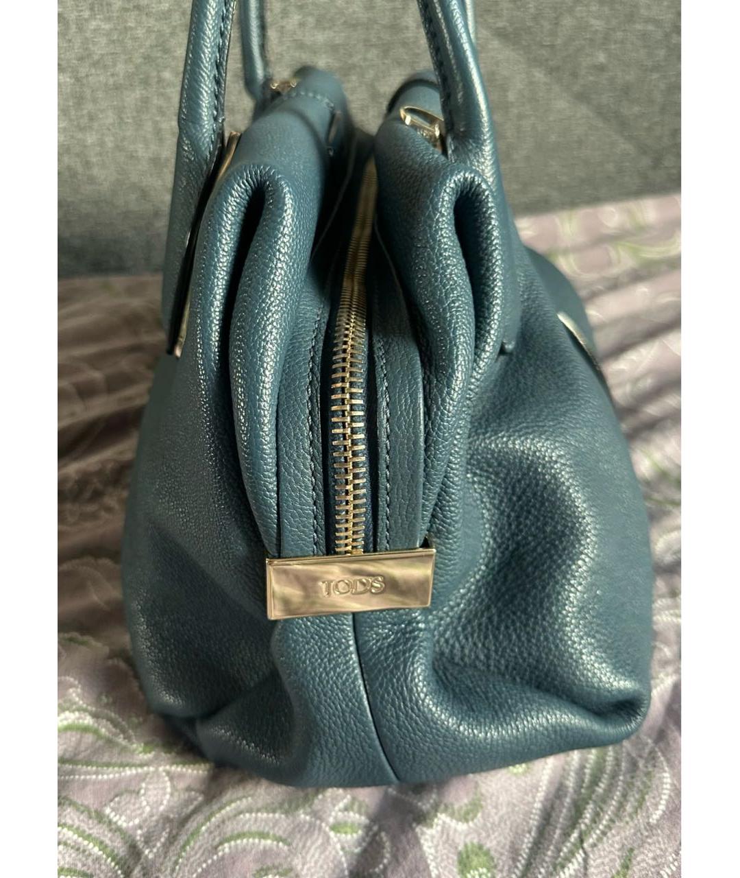 TOD'S Синяя кожаная сумка с короткими ручками, фото 2