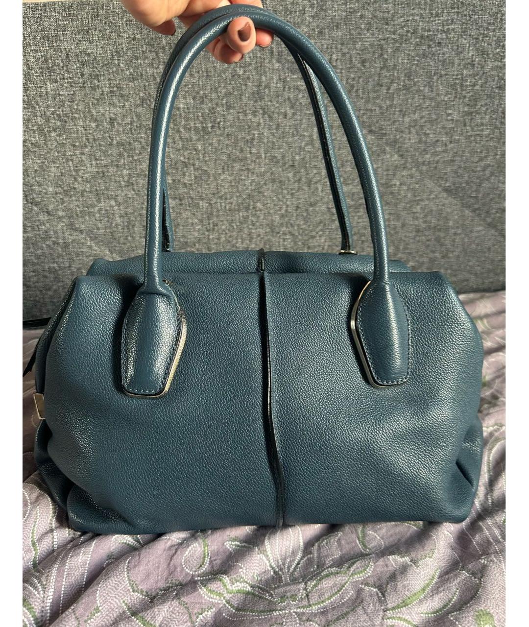TOD'S Синяя кожаная сумка с короткими ручками, фото 9