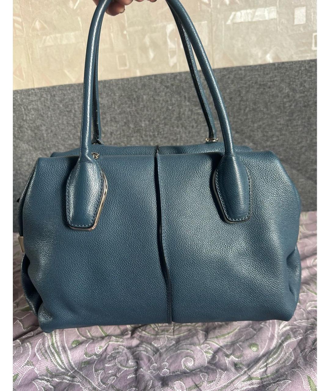 TOD'S Синяя кожаная сумка с короткими ручками, фото 3