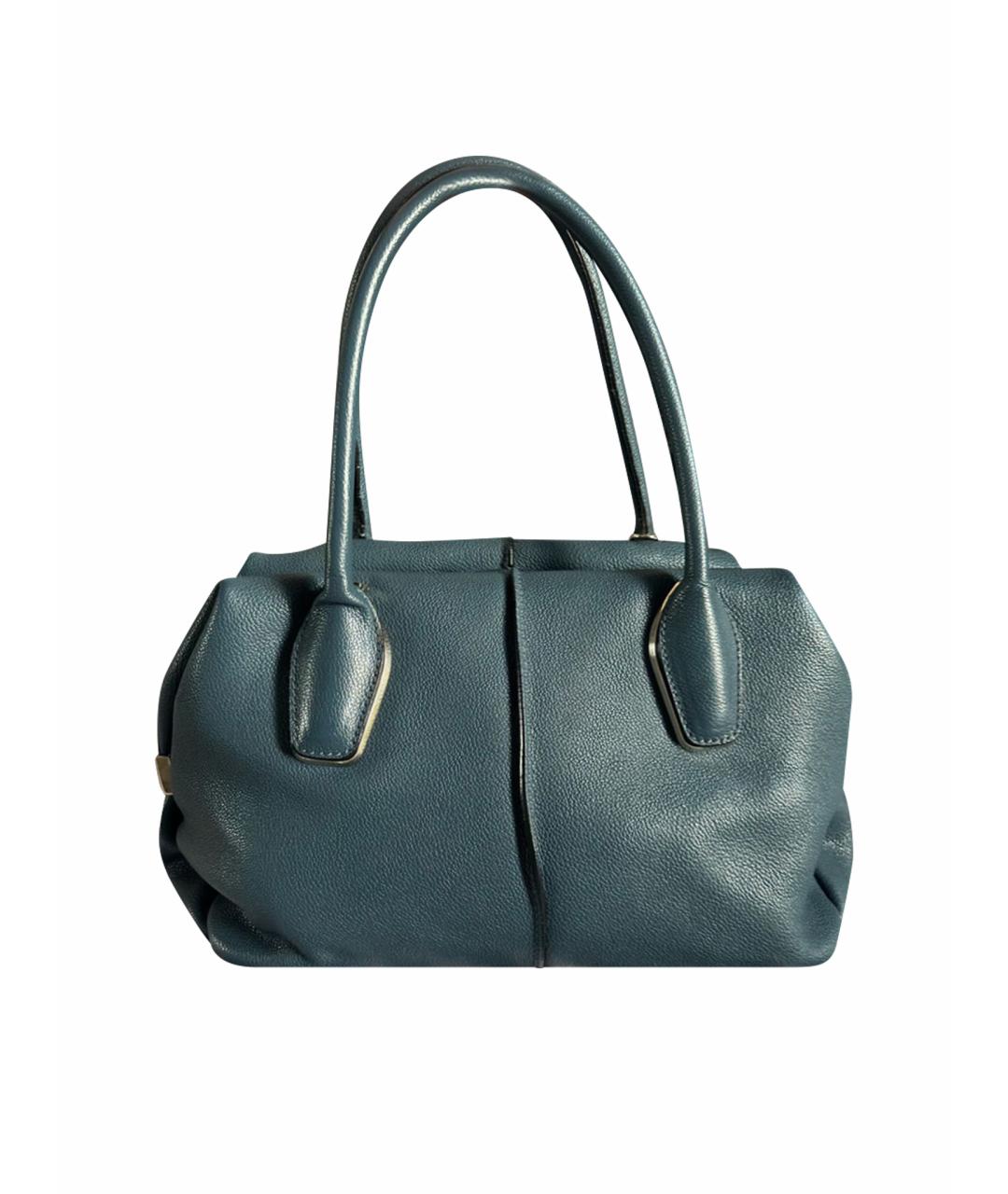 TOD'S Синяя кожаная сумка с короткими ручками, фото 1